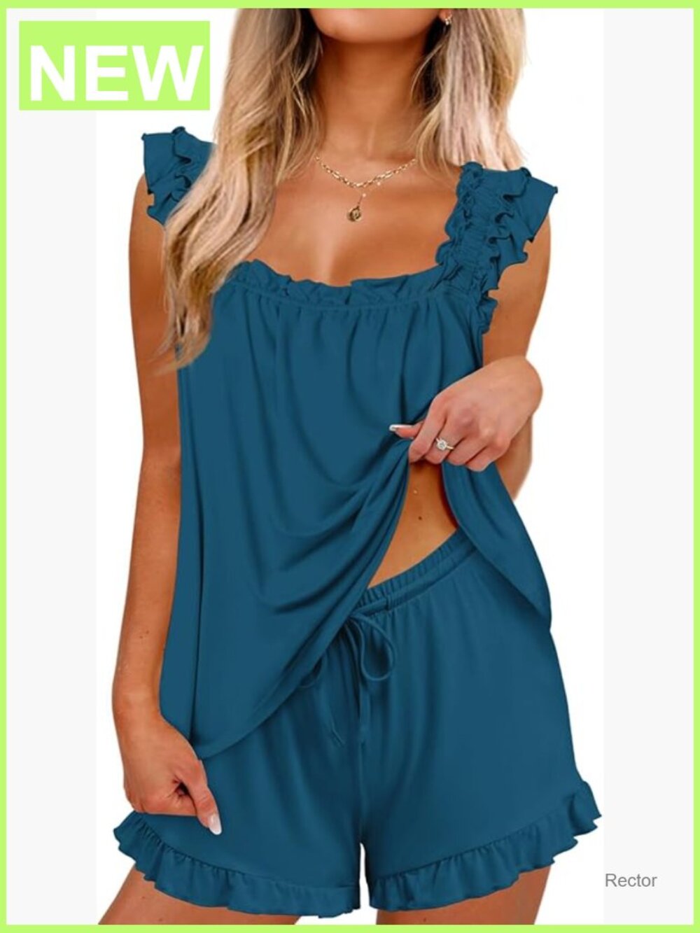 Women Ruffle Pajama Set 2 Piece Tank Top and Shorts Sleepwear Bridal PJs